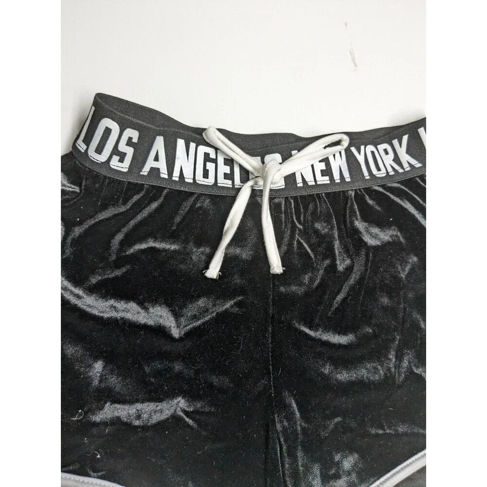 Shein Booty Shorts Women XS Velour Black Los Angeles New York Elastic Waistband